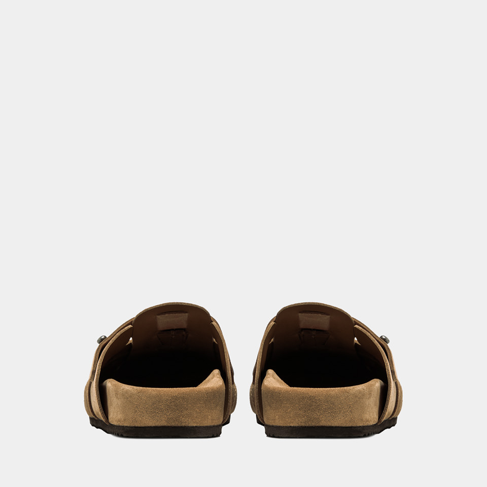 BUTTERO: GLAMPING SANDALS IN COPPER BROWN SUEDE