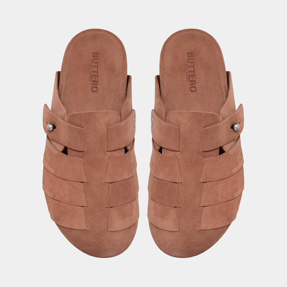 BUTTERO: GLAMPING SANDALS IN SUEDE COLOR PINK AND ORANGE