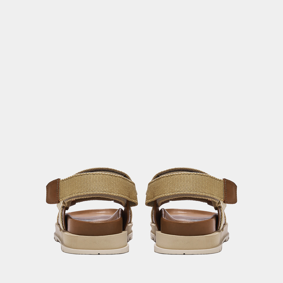 BUTTERO: PIER SANDALS IN BEIGE COTTON AND LEATHER