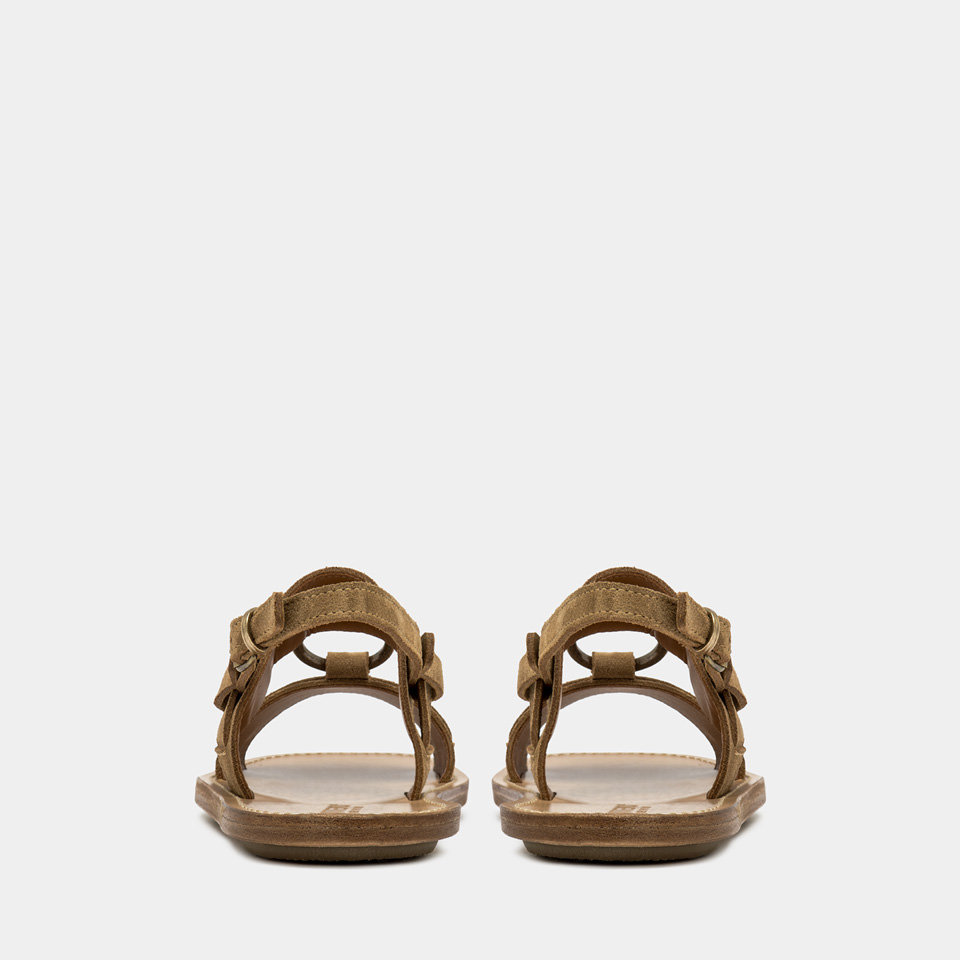 BUTTERO: SELLA SANDALS IN COPPER BROWN SUEDE