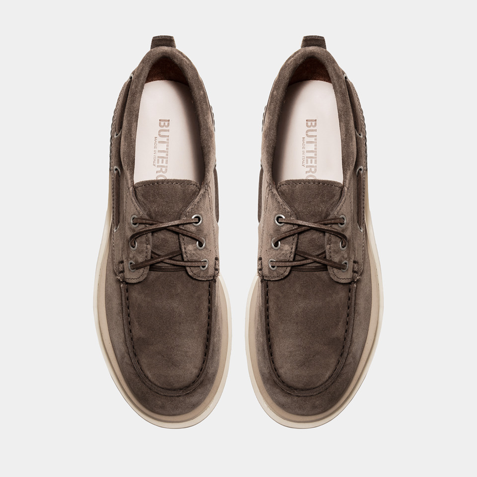 BUTTERO: BLITZ BOAT SHOES IN COCONUT SUEDE