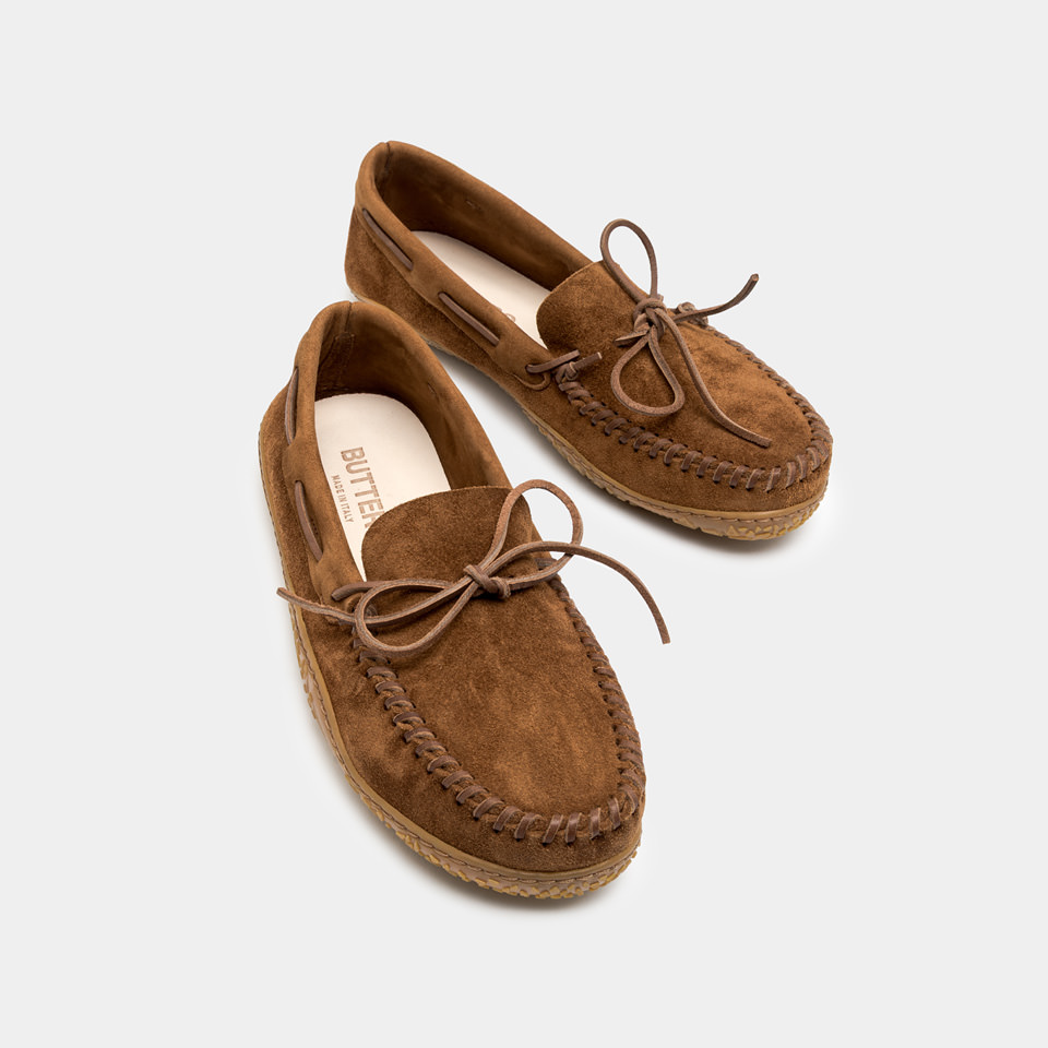 BUTTERO: SCARPA BARCA TARTANA IN SUEDE TERRA