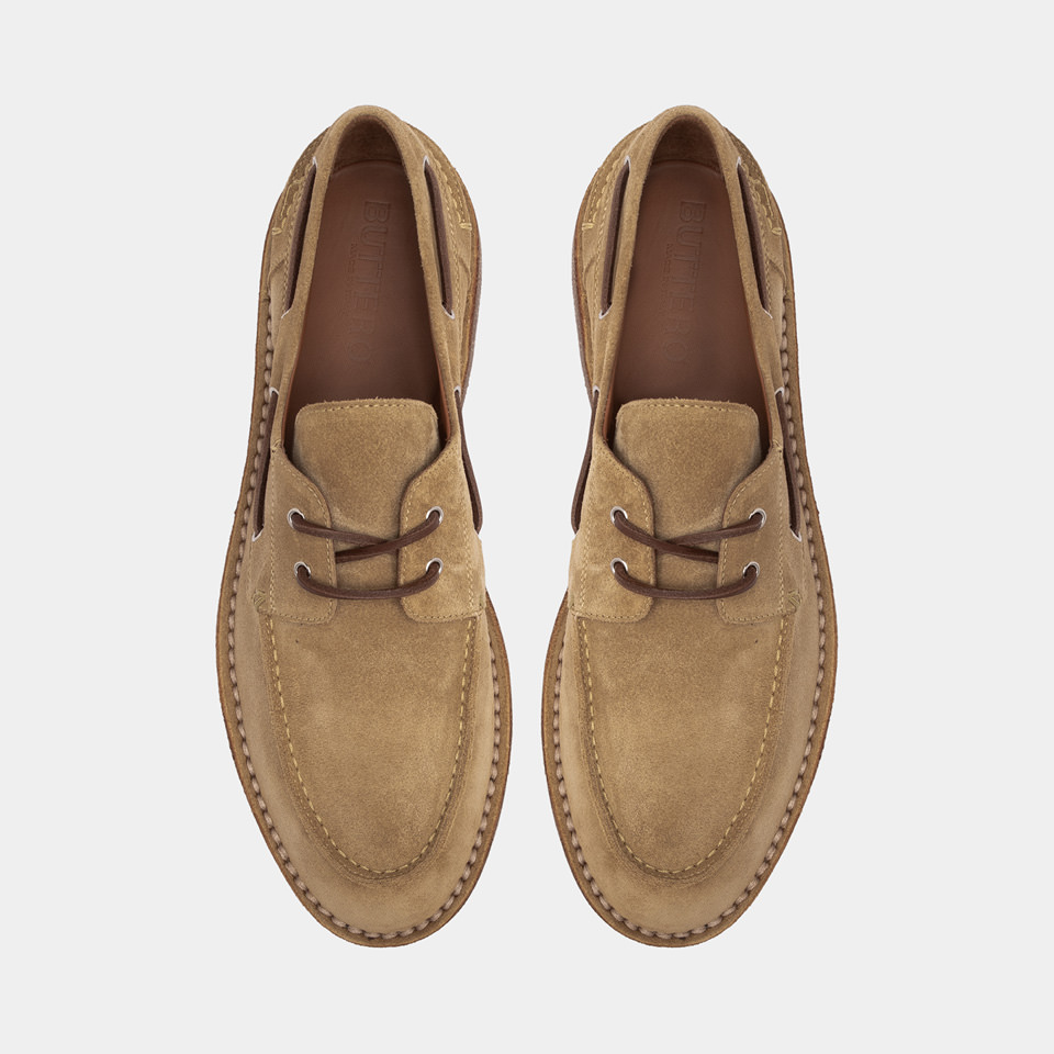 BUTTERO: SCARPA DA BARCA ARGENTARIO IN SUEDE SENAPE