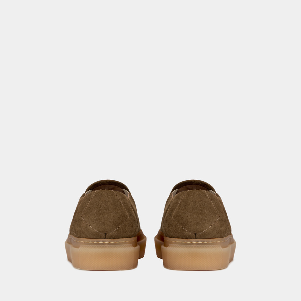 BUTTERO: SLIP ON TANINO IN SUEDE CURRY