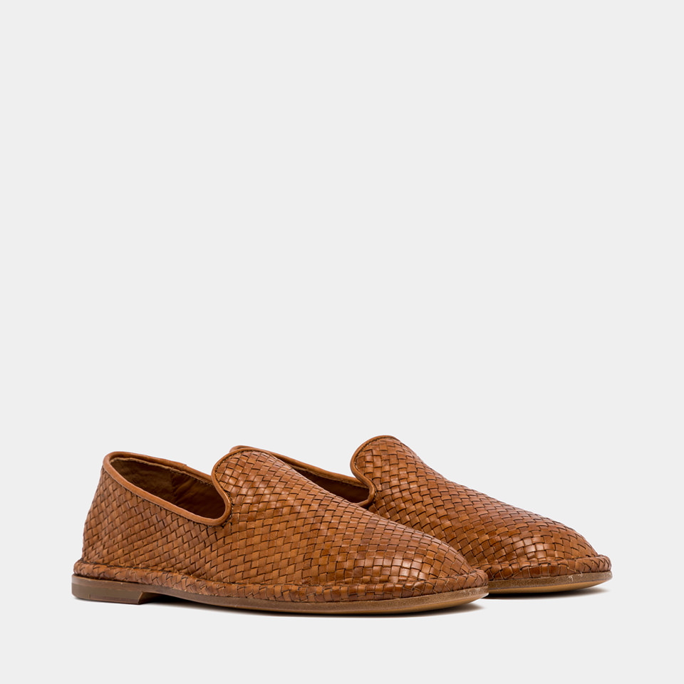 BUTTERO: ERCOLE SLIPPERS IN NATURAL COLOR LEATHER