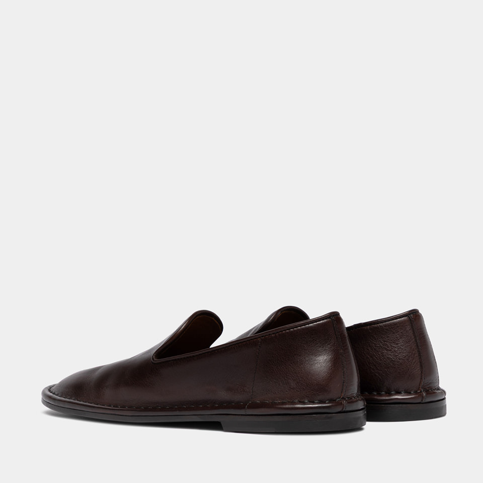 BUTTERO: ERCOLE SLIPPERS IN DARK BROWN LEATHER