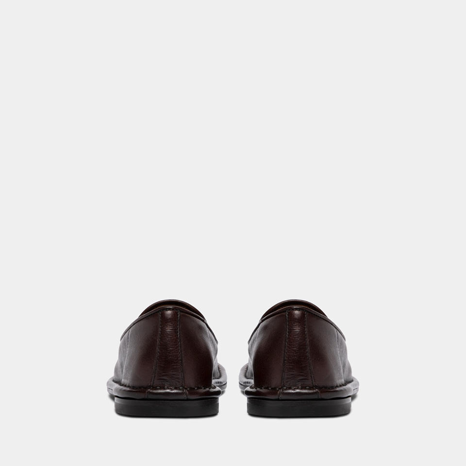 BUTTERO: ERCOLE SLIPPERS IN DARK BROWN LEATHER