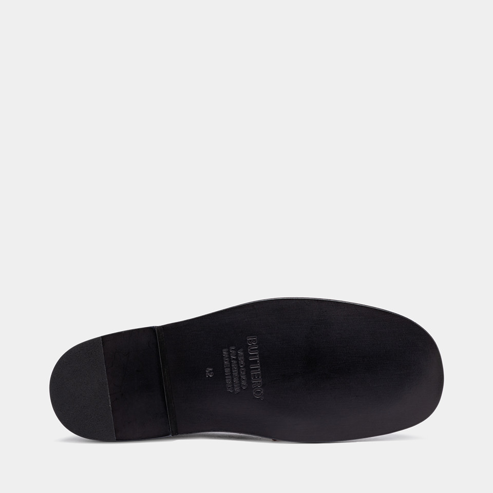 BUTTERO: ERCOLE SLIPPERS IN BLACK LEATHER