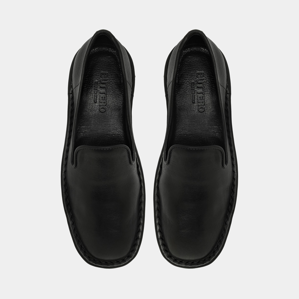 BUTTERO: SLIPPER ERCOLE IN PELLE NERO