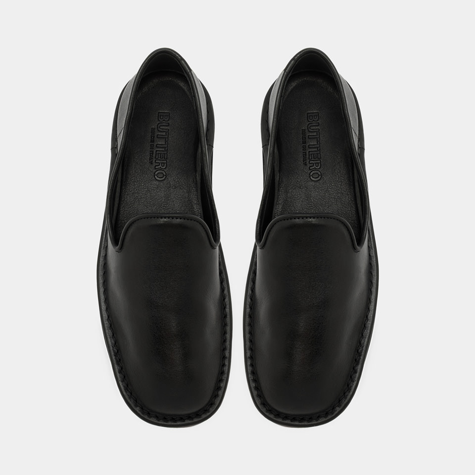 BUTTERO: SLIPPER ERCOLE IN PELLE NERO
