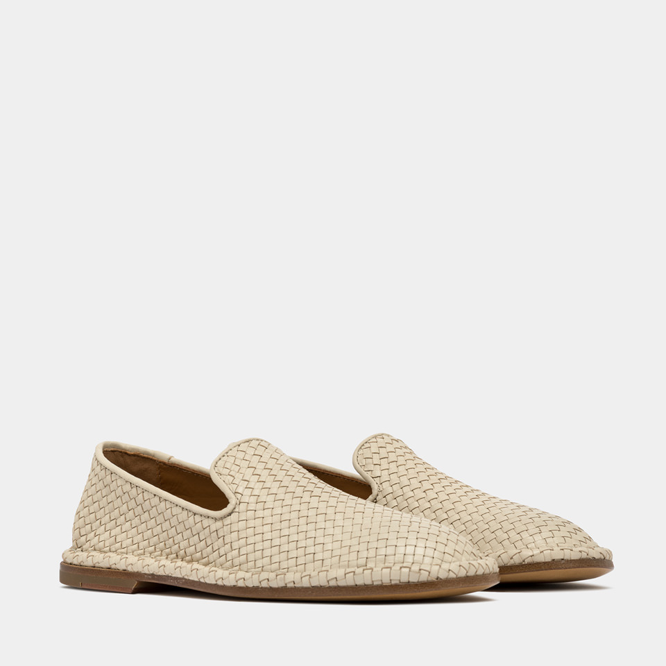 BUTTERO: SLIPPER ERCOLE IN PELLE PANNA