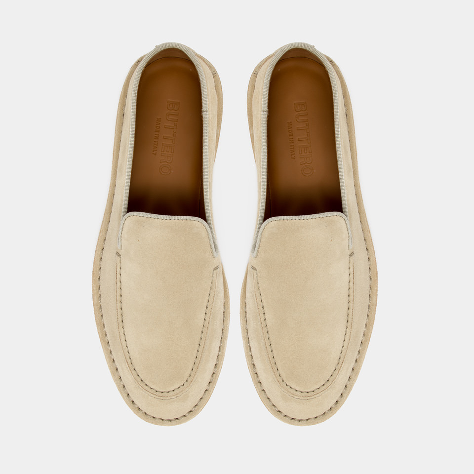 BUTTERO: ERCOLE SLIPPERS IN BEIGE SUEDE