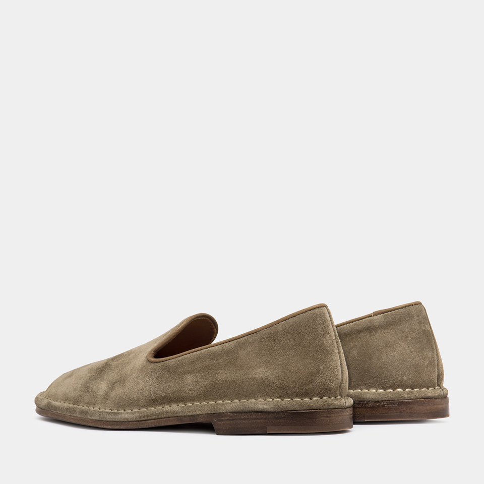 BUTTERO: ERCOLE SLIPPERS IN FOREST COLOR SUEDE