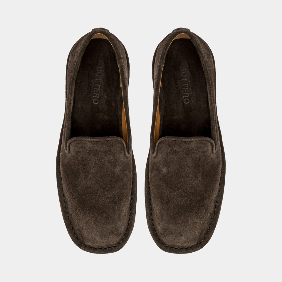 BUTTERO: SLIPPER ERCOLE IN SUEDE MOKA