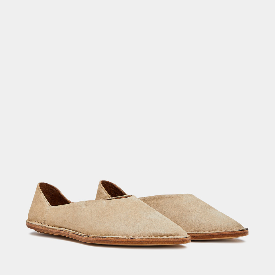 BUTTERO: RIVIERA SLIPPERS IN COOKIE BROWN SUEDE