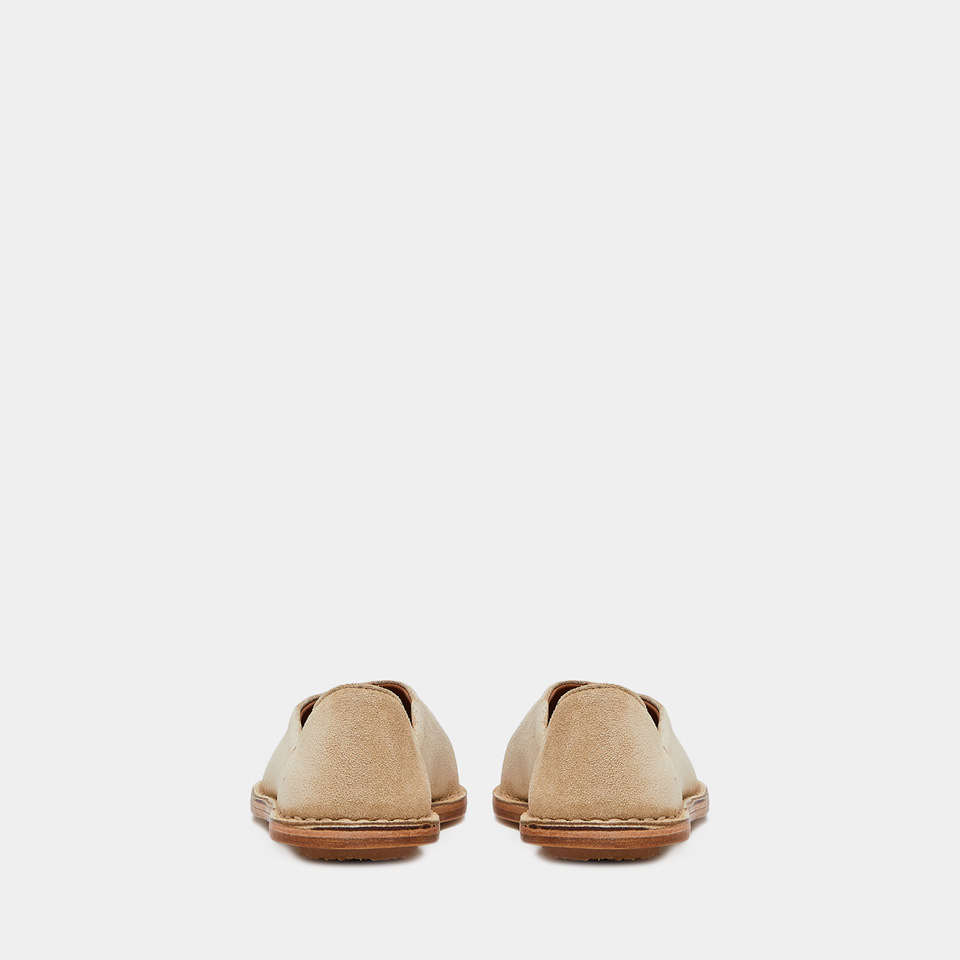 BUTTERO: RIVIERA SLIPPERS IN COOKIE BROWN SUEDE