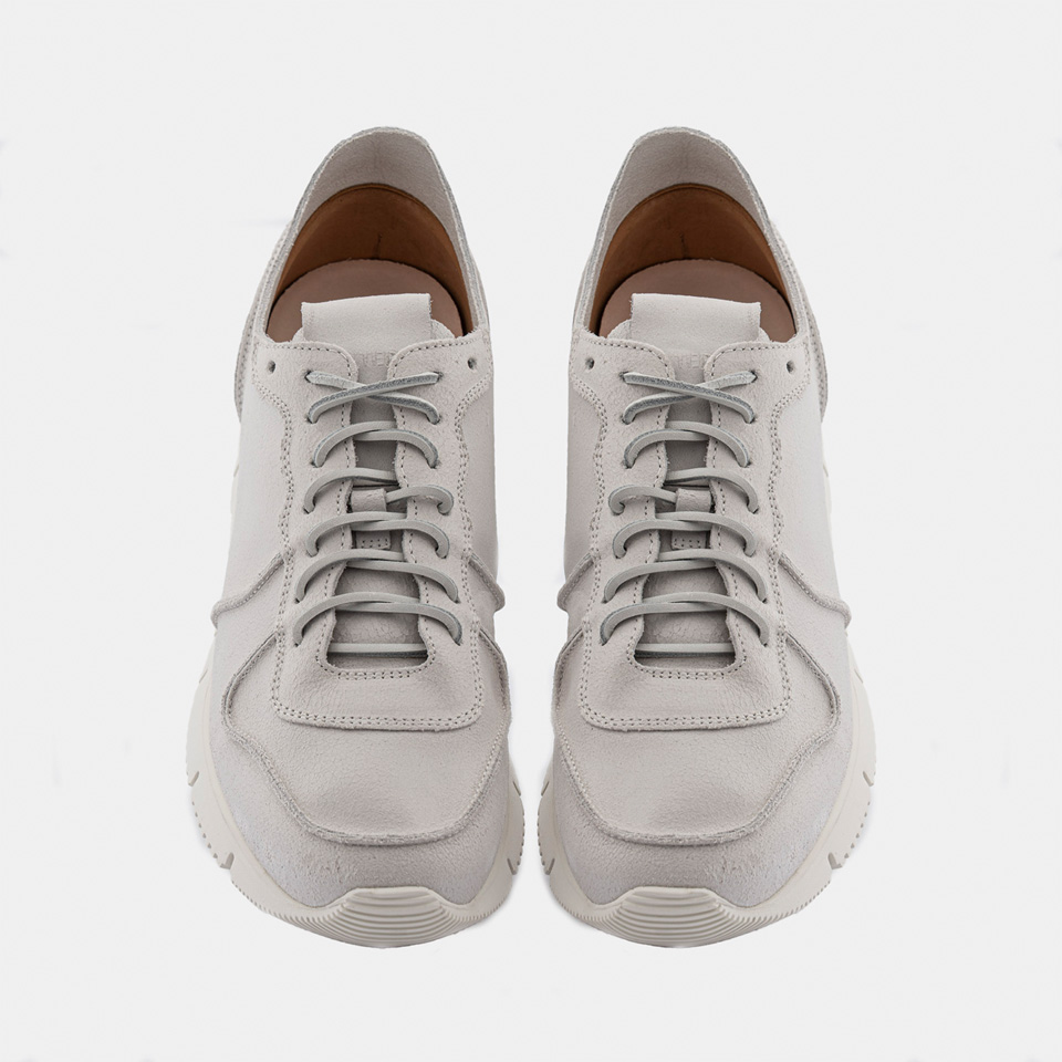 BUTTERO: CARRERA SNEAKERS IN WHITE CRACKED-EFFECT LEATHER