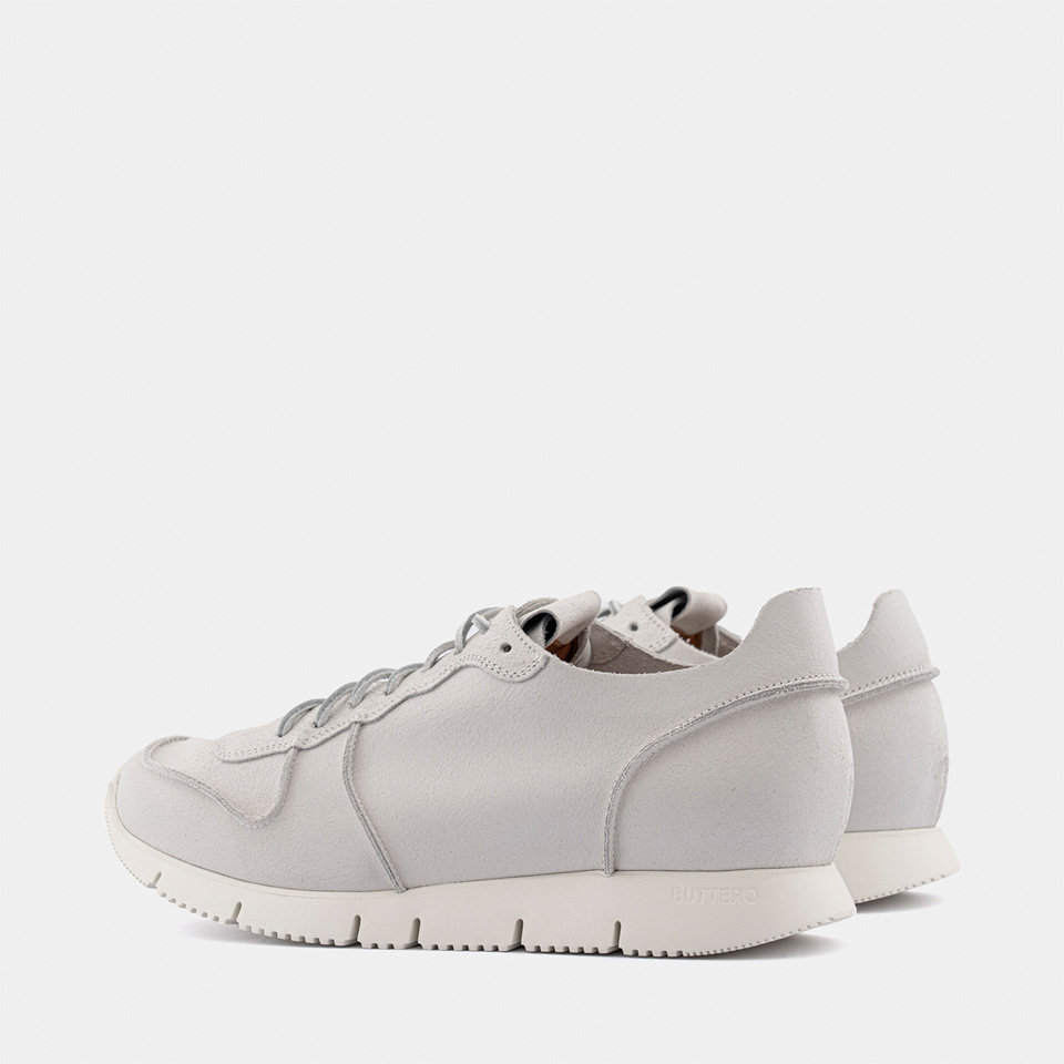 BUTTERO: CARRERA SNEAKERS IN WHITE CRACKED-EFFECT LEATHER