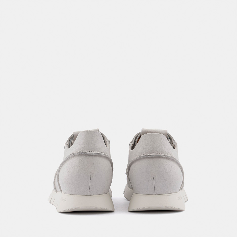 BUTTERO: CARRERA SNEAKERS IN WHITE CRACKED-EFFECT LEATHER