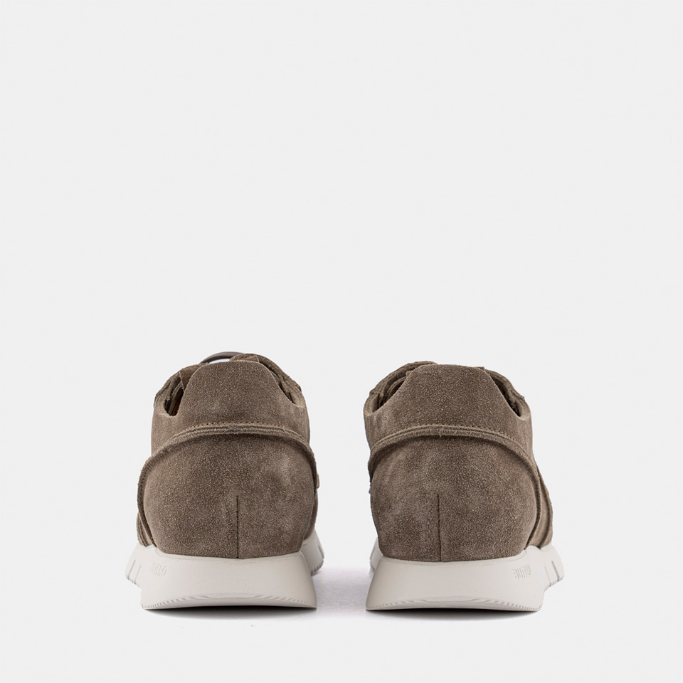 BUTTERO: CARRERA SNEAKERS IN EARTH GREY SUEDE