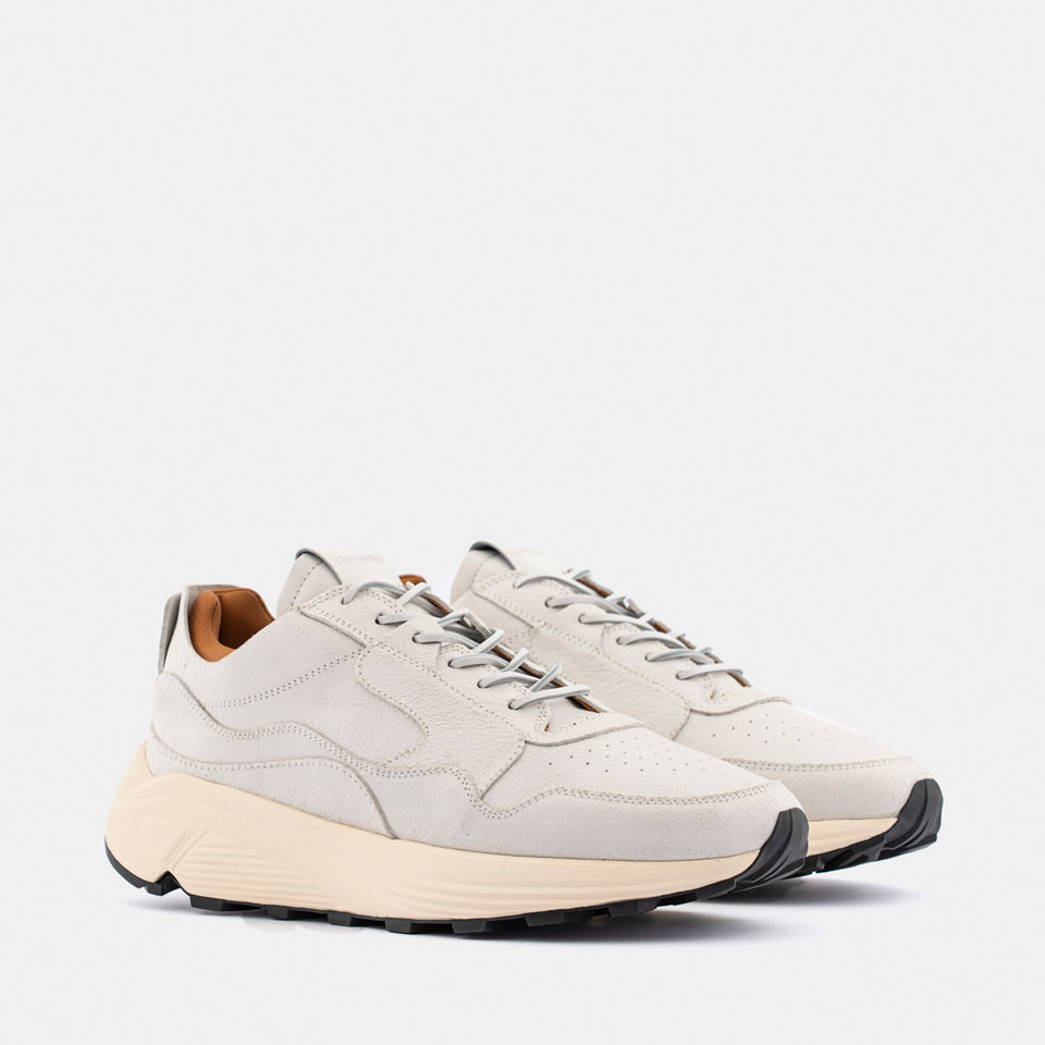 BUTTERO: SNEAKER VINCI IN PELLE BIANCHETTO EFFETTO CRACK BIANCO 