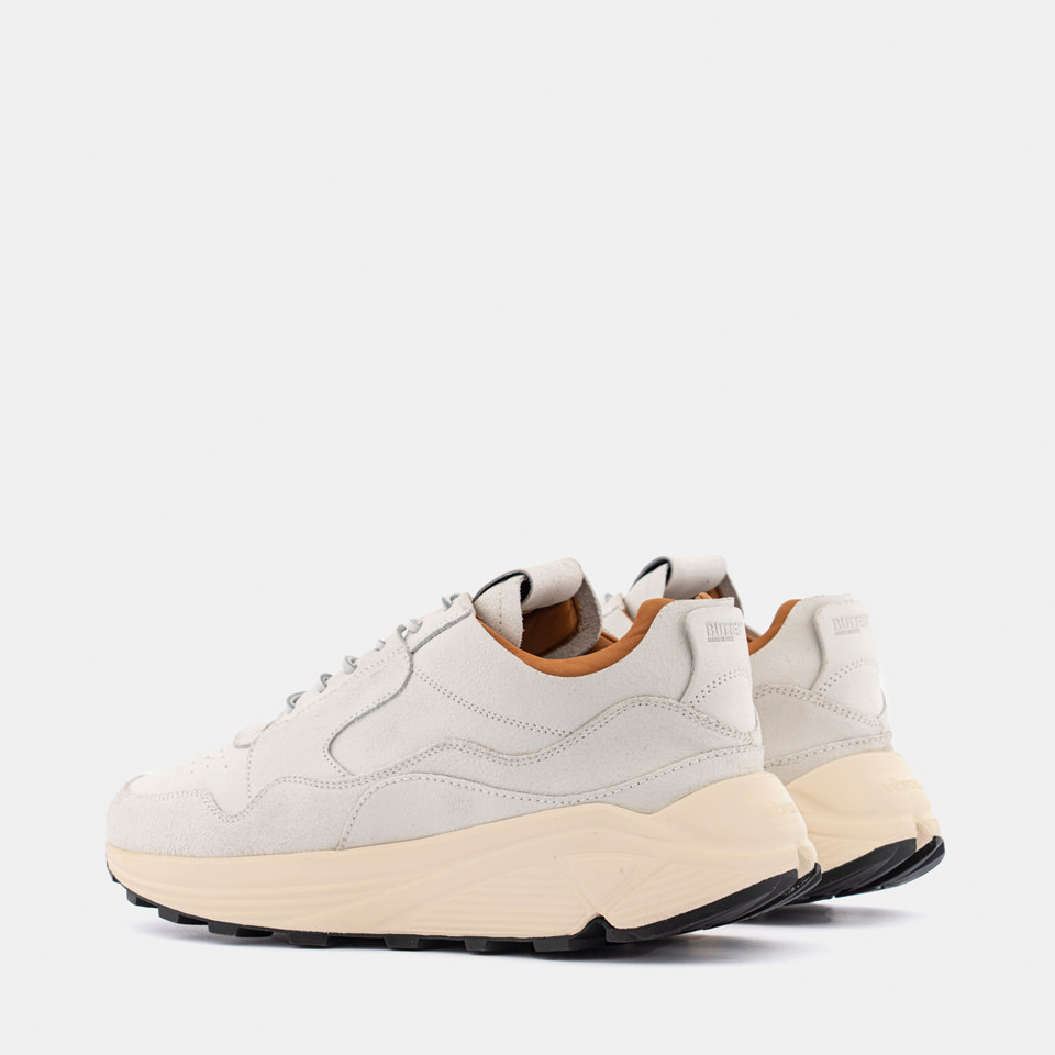 BUTTERO: SNEAKER VINCI IN PELLE BIANCHETTO EFFETTO CRACK BIANCO 