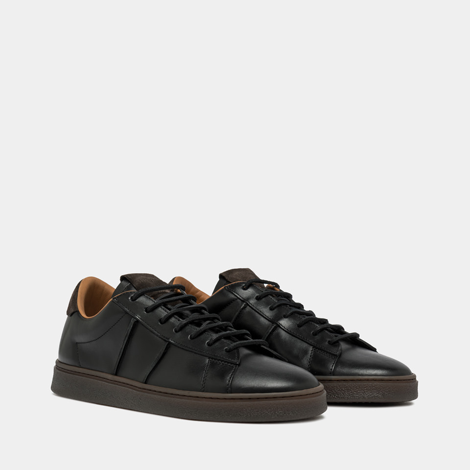 BUTTERO: BURRO SNEAKERS IN BLACK LEATHER