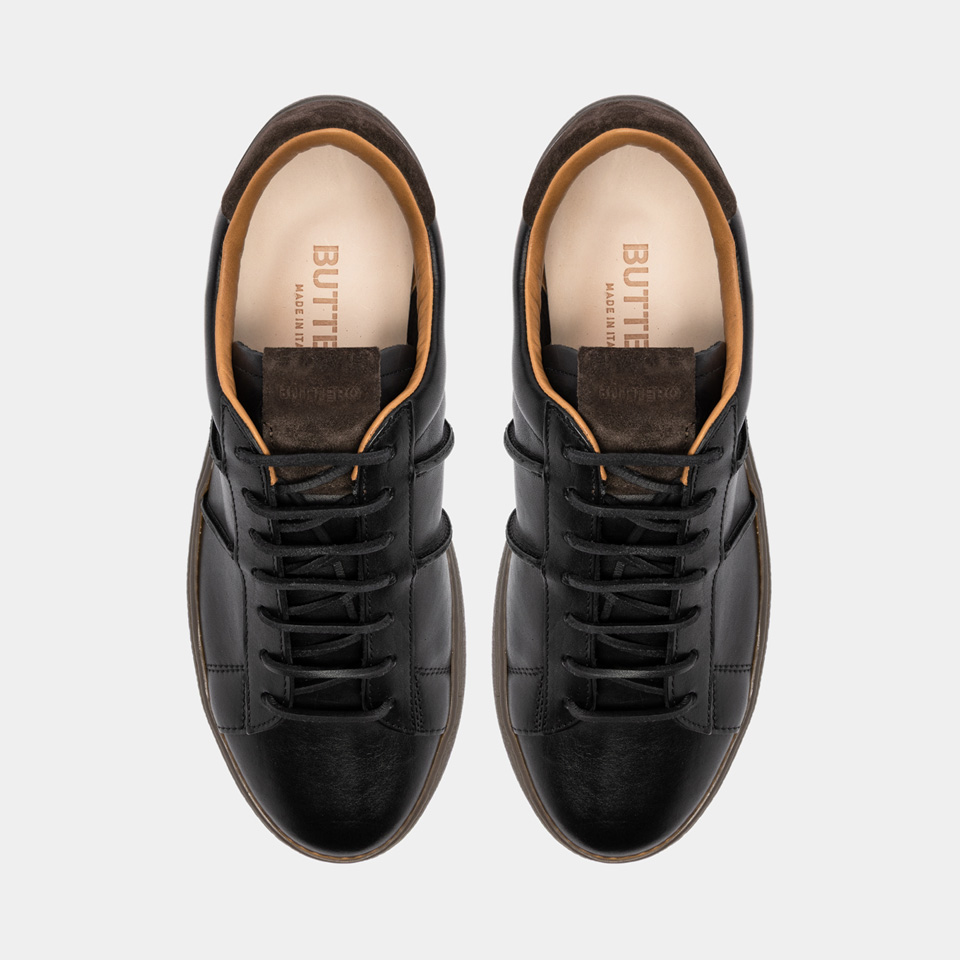 BUTTERO: BURRO SNEAKERS IN BLACK LEATHER