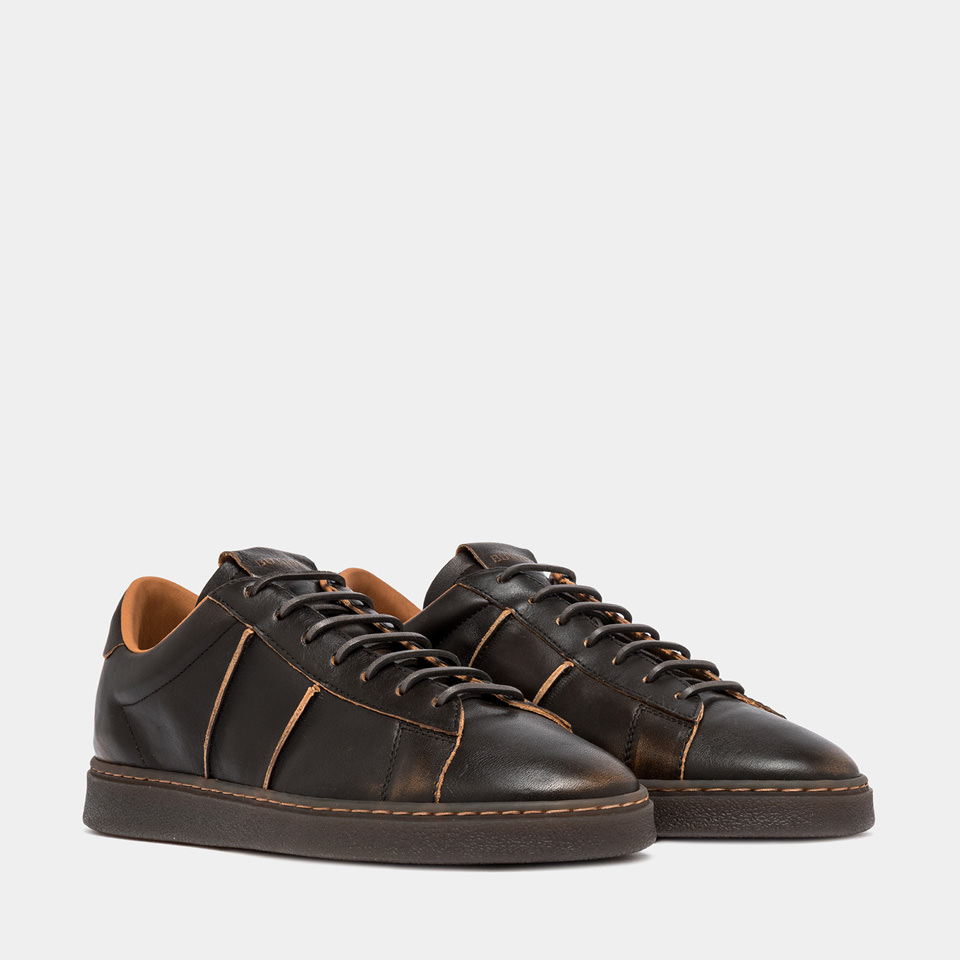 BUTTERO: BURRO SNEAKERS IN WALNUTS LEATHER