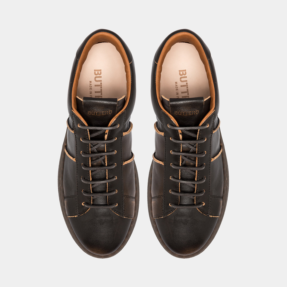 BUTTERO: BURRO SNEAKERS IN WALNUTS LEATHER