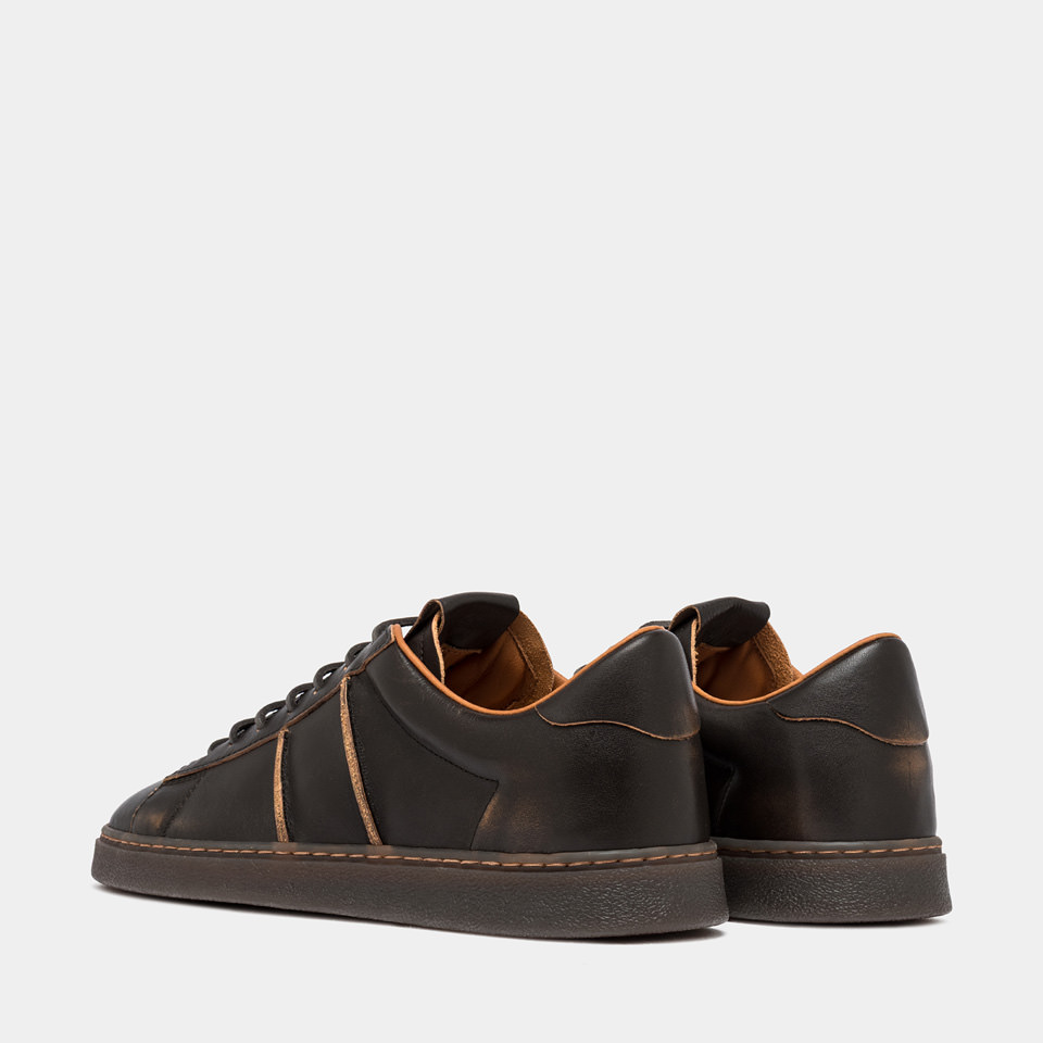BUTTERO: BURRO SNEAKERS IN WALNUTS LEATHER