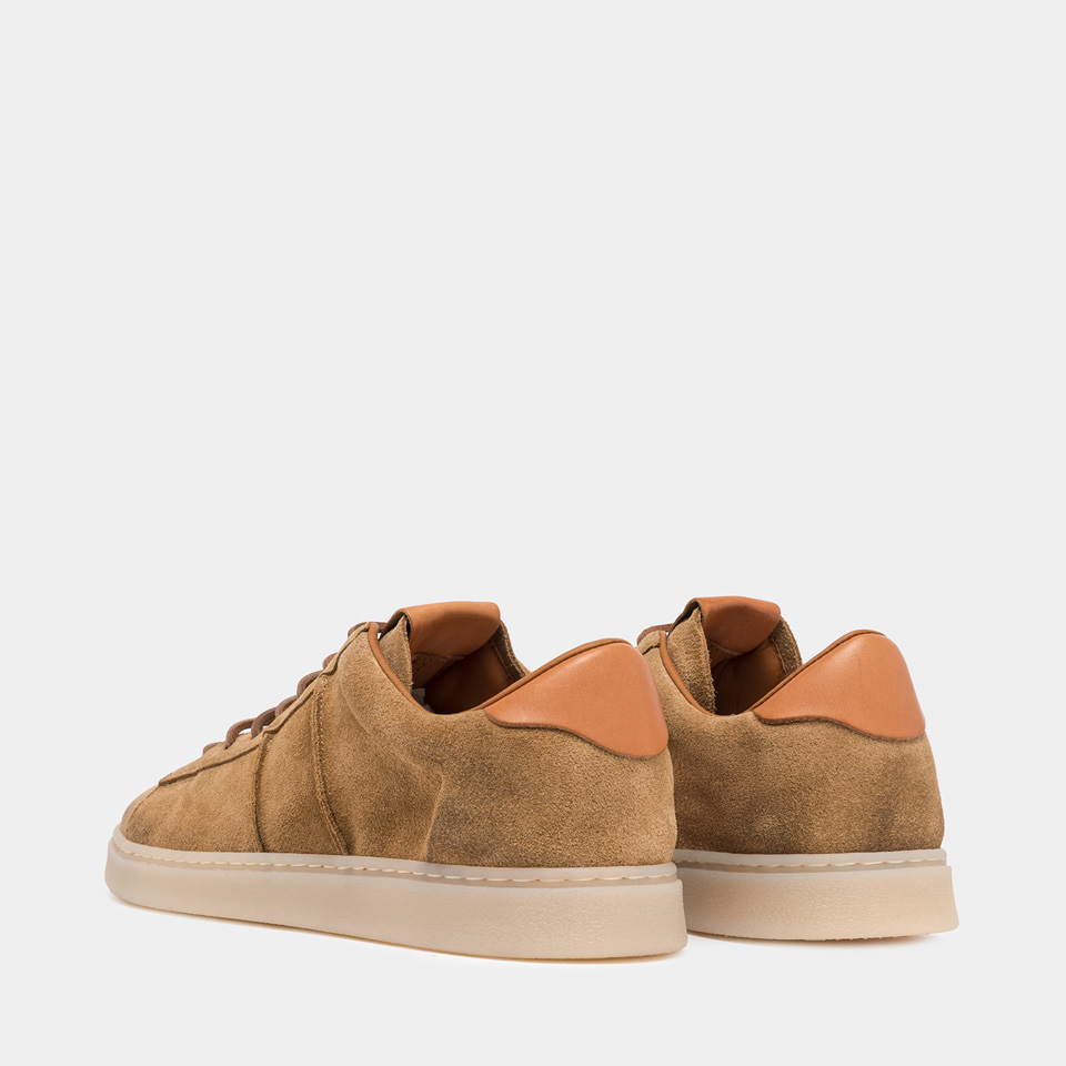 BUTTERO: BURRO SNEAKERS IN COPPER BROWN SUEDE