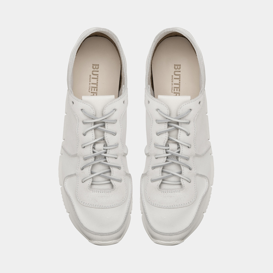 BUTTERO: SNEAKERS CARRERA IN BIANCHETTO BIANCO