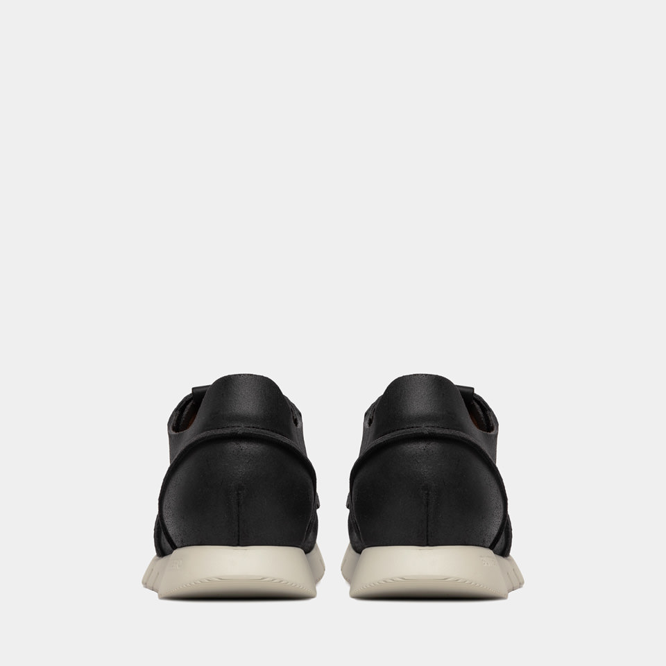 BUTTERO: CARRERA SNEAKERS IN BLACK BIANCHETTO LEATHER