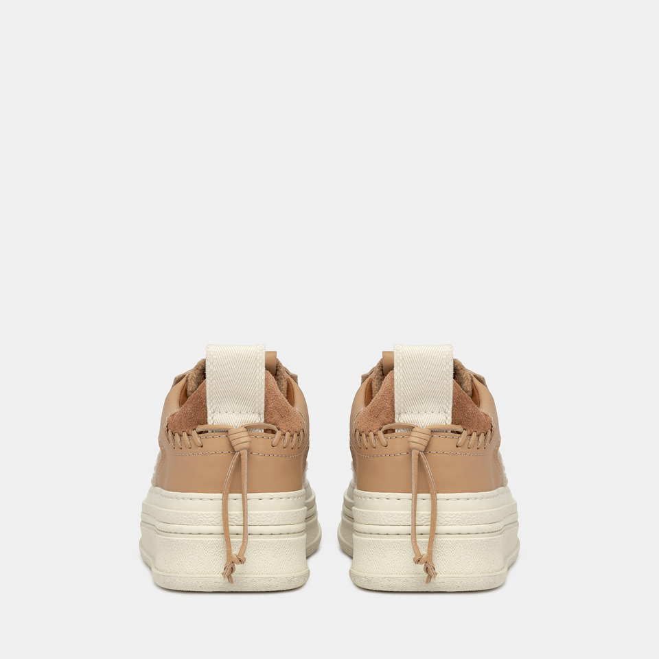 BUTTERO: CIRCOLO SNEAKERS IN SIENNA WOOL AND LEATHER 