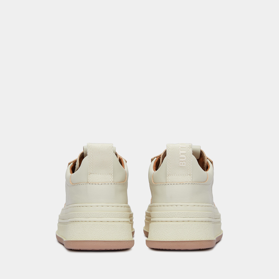 BUTTERO: CIRCOLO SNEAKERS IN CREAM WHITE LEATHER