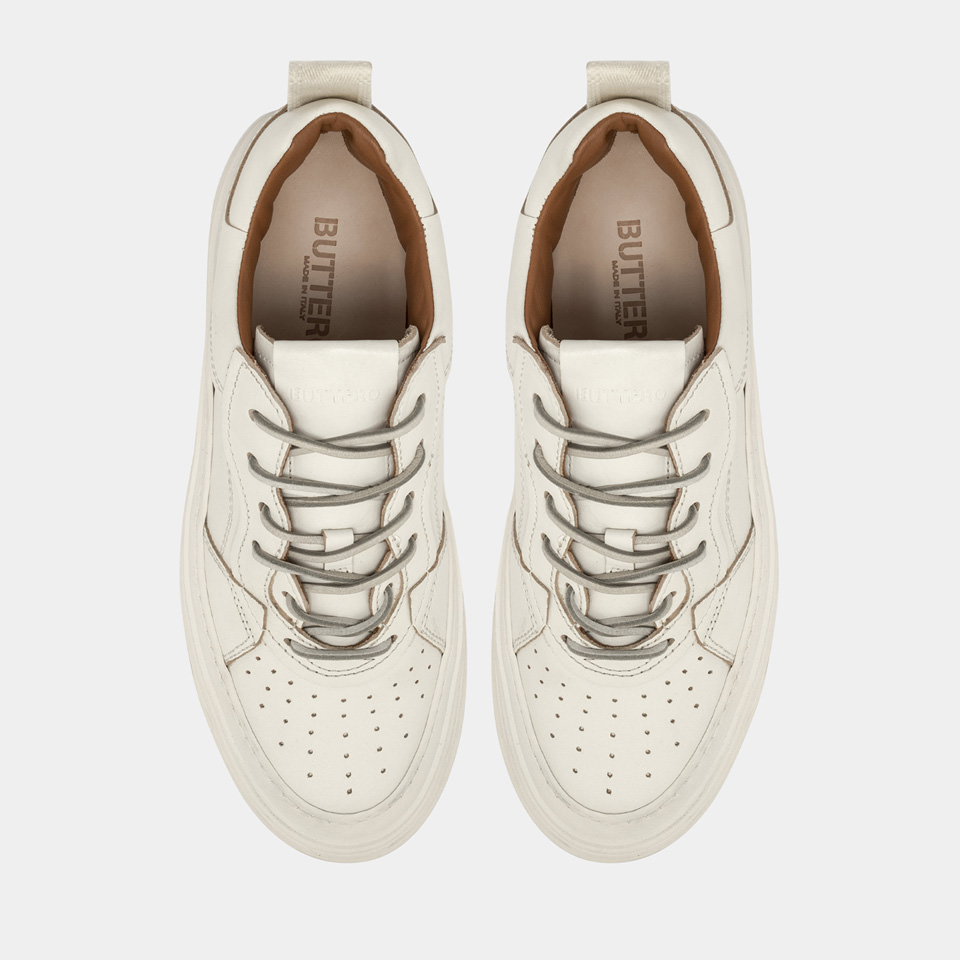 BUTTERO: CIRCOLO SNEAKERS IN WHITE LEATHER