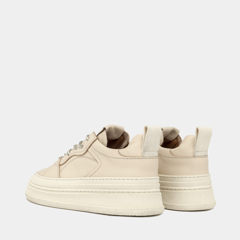 BUTTERO: BASKET CIRCOLO EN CUIR BISCUIT