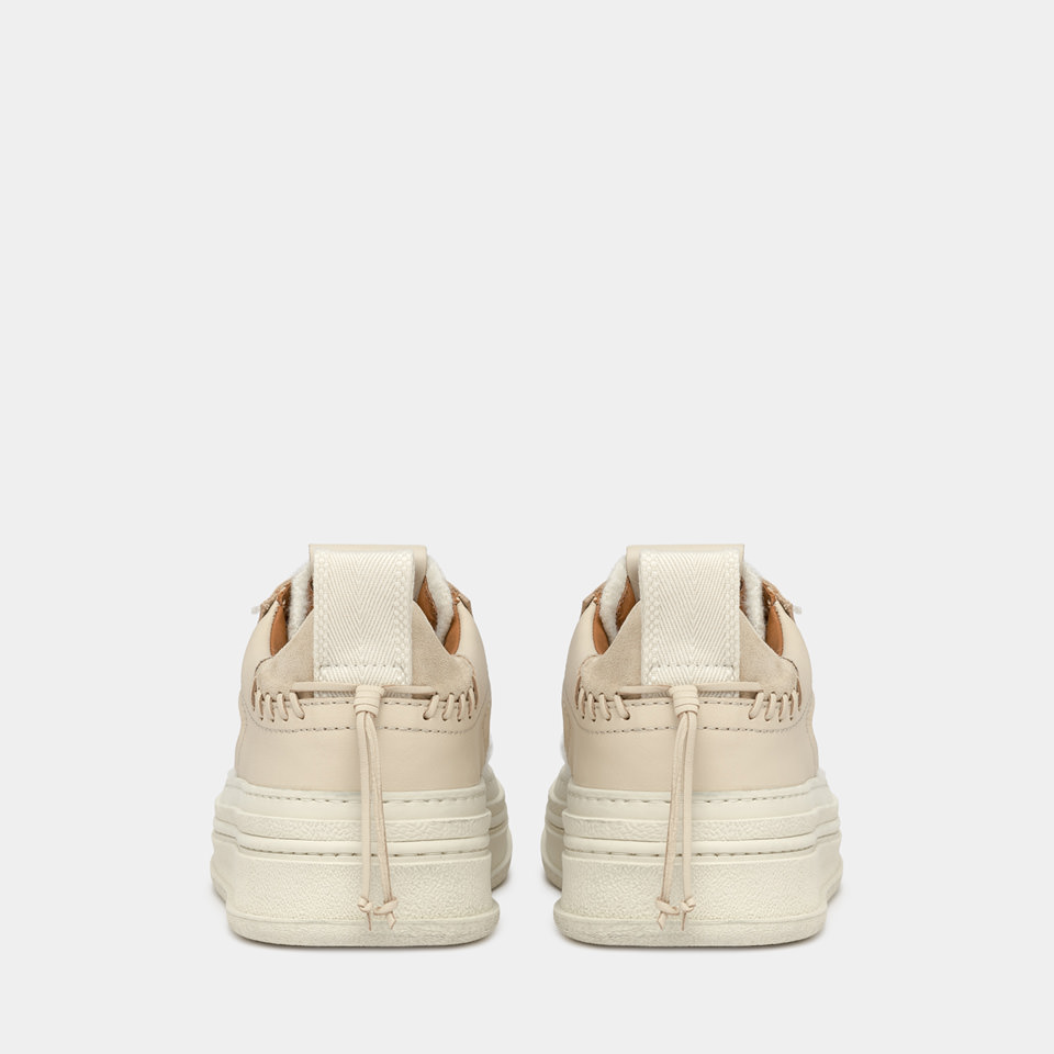 BUTTERO: CIRCOLO SNEAKERS IN COOKIE WOOL AND LEATHER