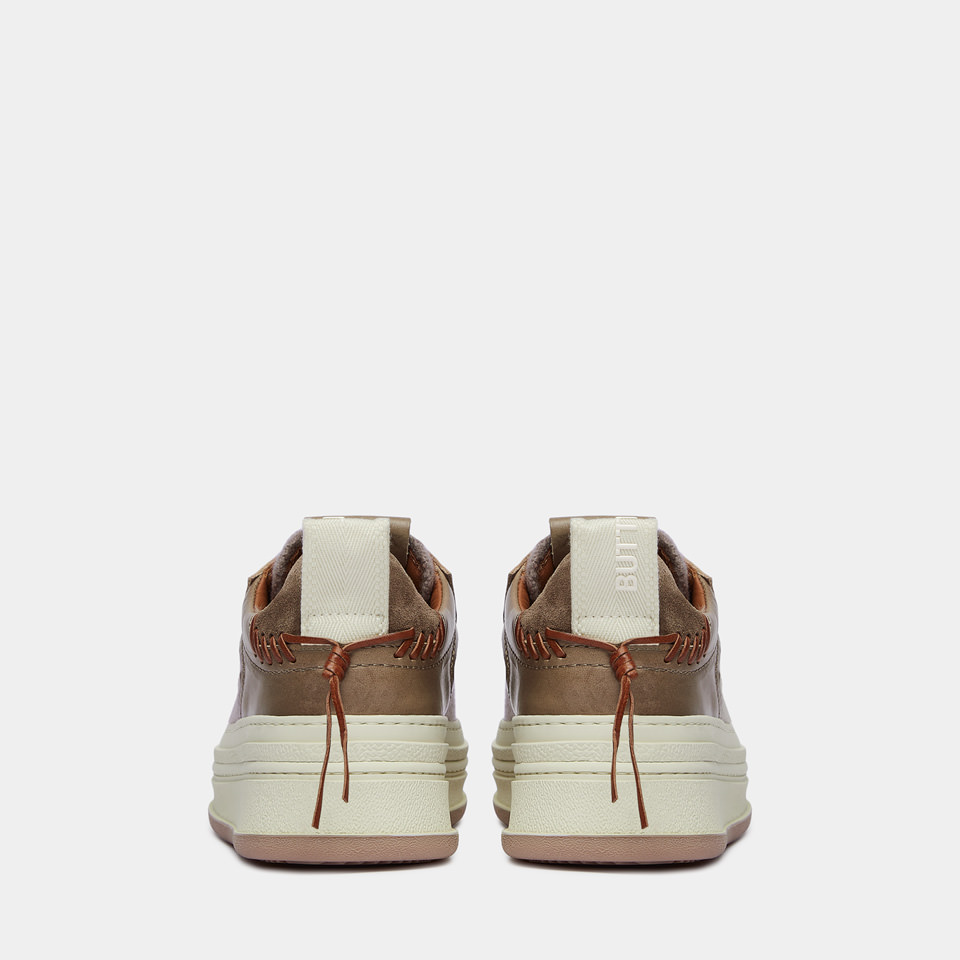 BUTTERO: SNEAKERS CIRCOLO IN PELLE E LANA COLORE BEIGE