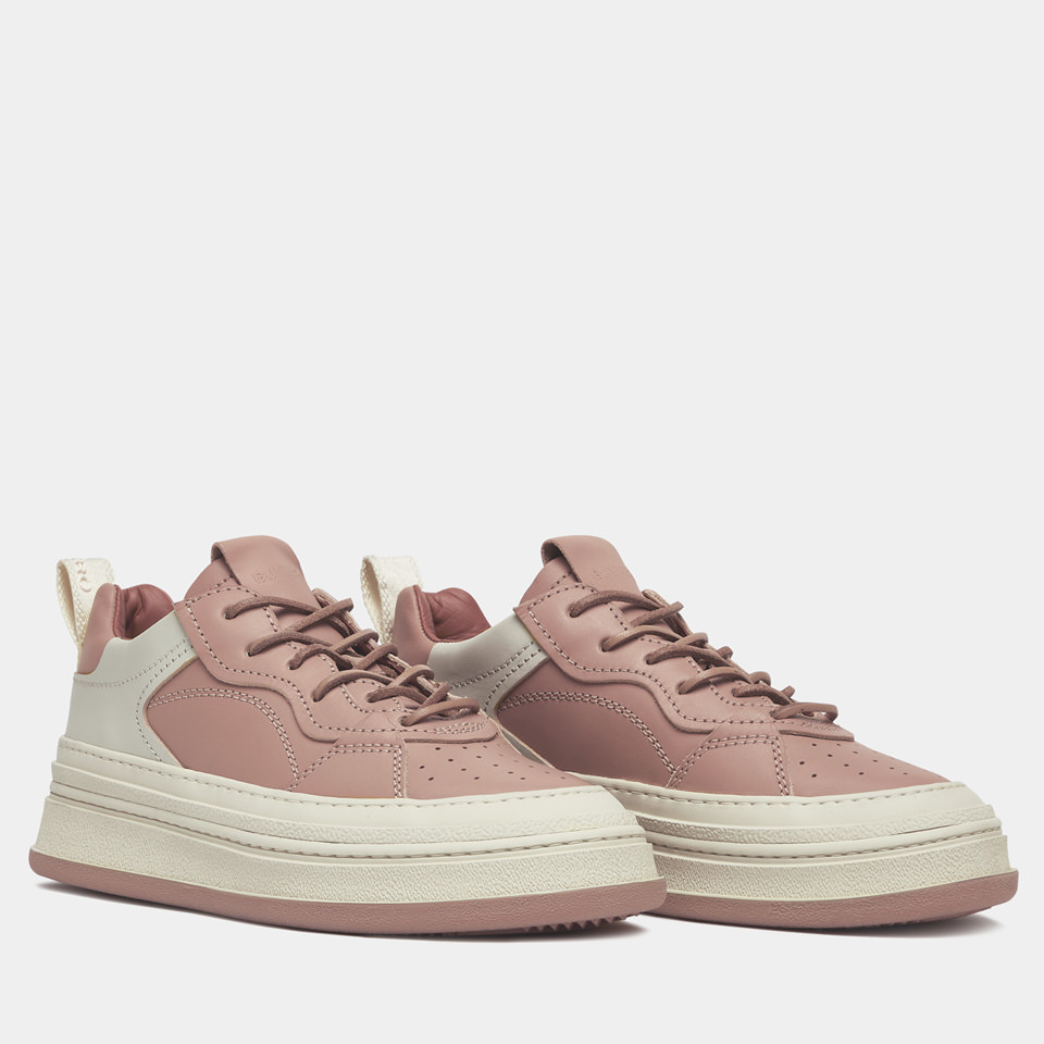 BUTTERO: CIRCOLO SNEAKERS IN ANTIQUE PINK LEATHER 