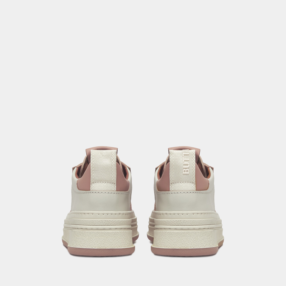 BUTTERO: CIRCOLO SNEAKERS IN ANTIQUE PINK LEATHER 
