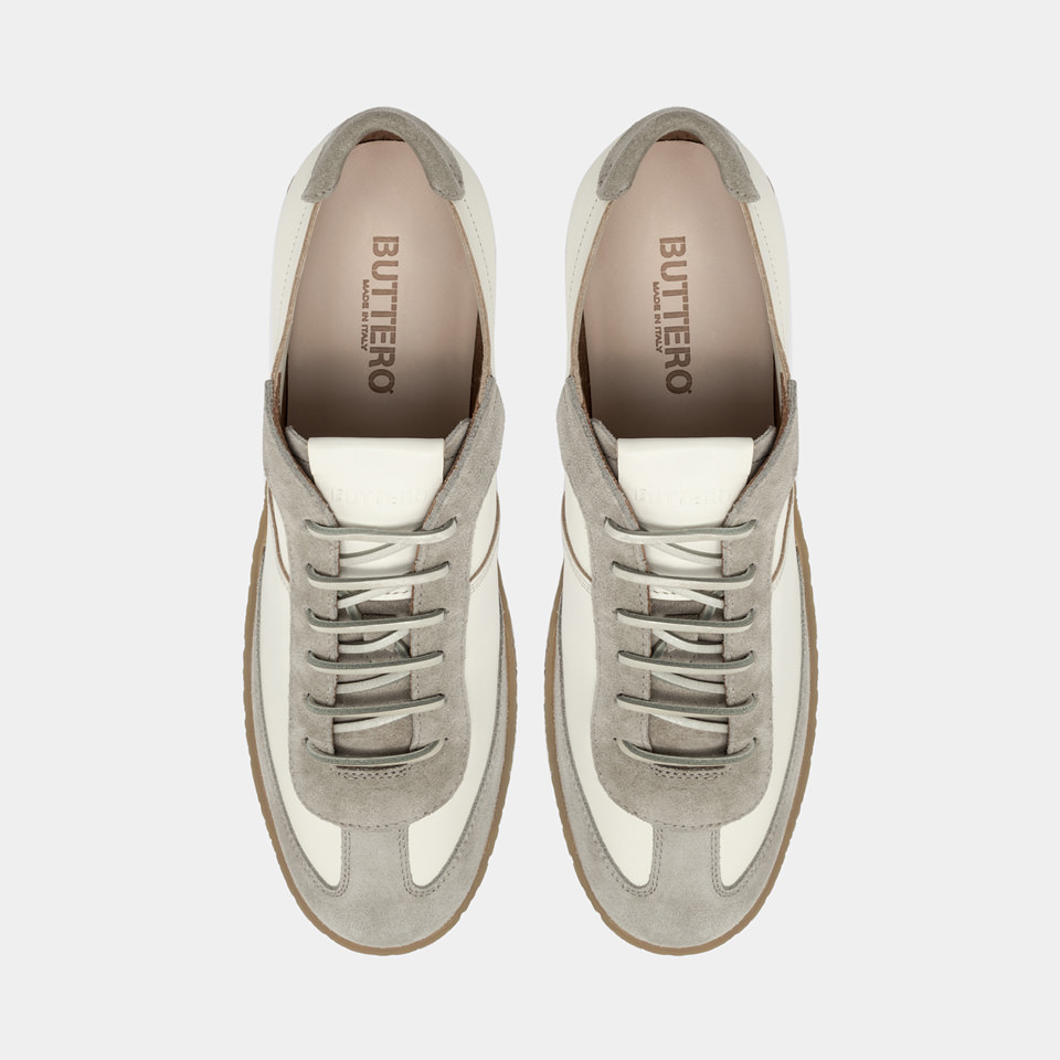 BUTTERO: CRESPO SNEAKERS IN WHITE LEATHER 