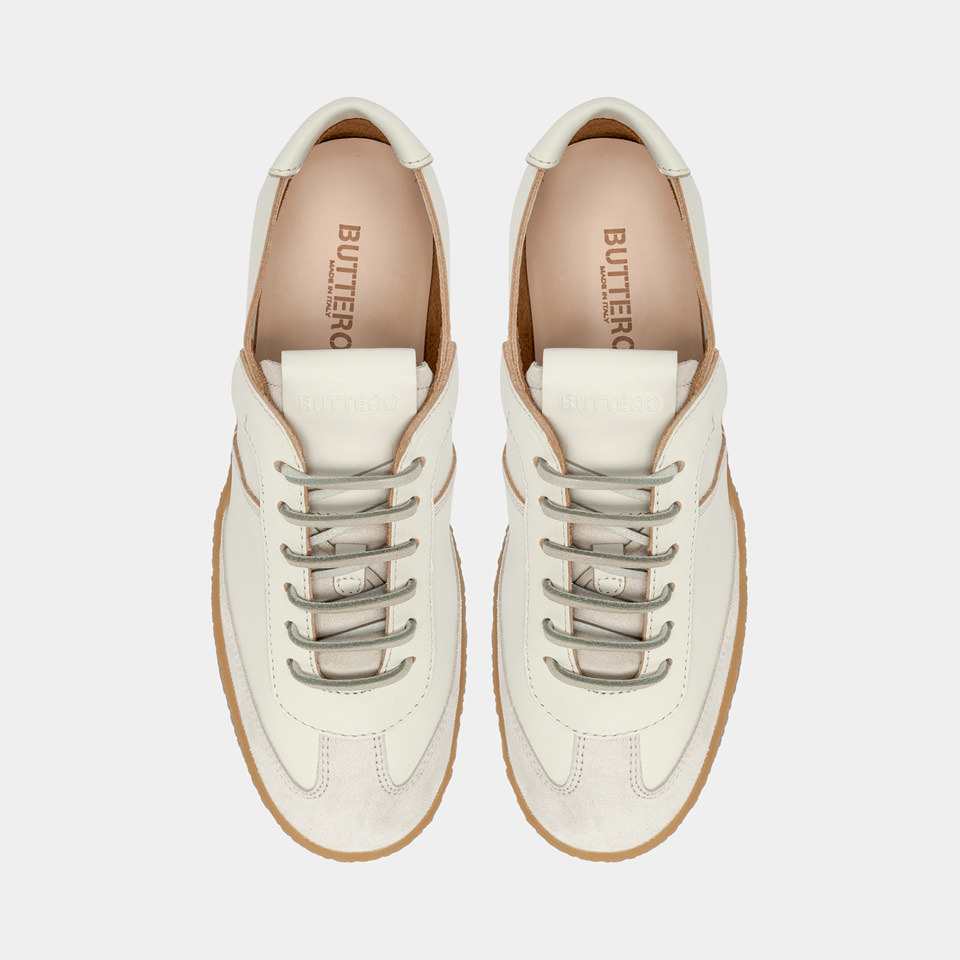 BUTTERO: CRESPO SNEAKERS IN WHITE LEATHER