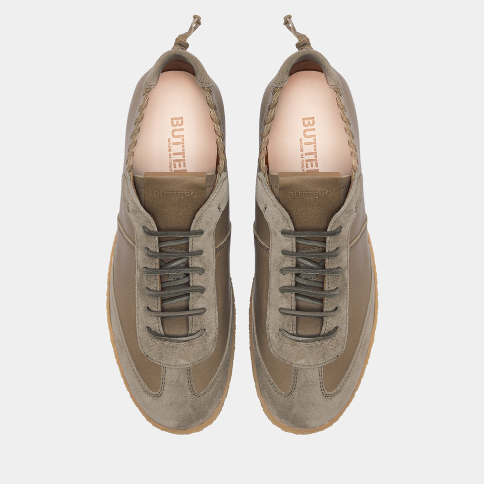 BUTTERO: SNEAKERS CRESPO IN PELLE KHAKI