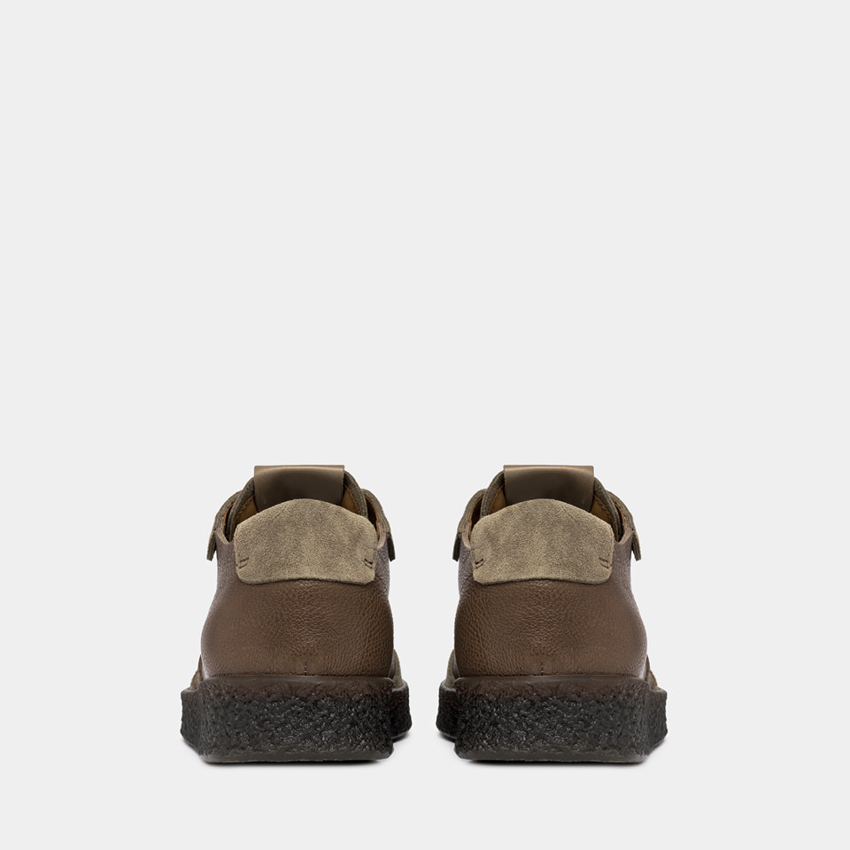 BUTTERO: CRESPO SNEAKERS IN STONE GRAY HAMMERED LEATHER