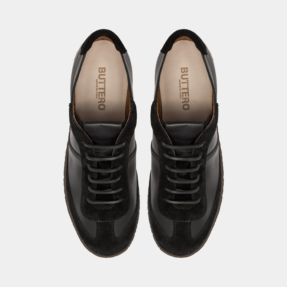 BUTTERO: CRESPO SNEAKERS IN BLACK LEATHER