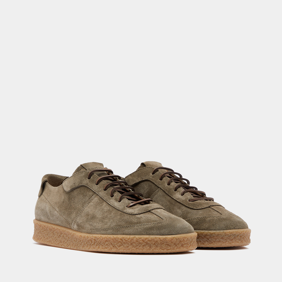 BUTTERO: CRESPO SNEAKERS IN WOOD BROWN SUEDE