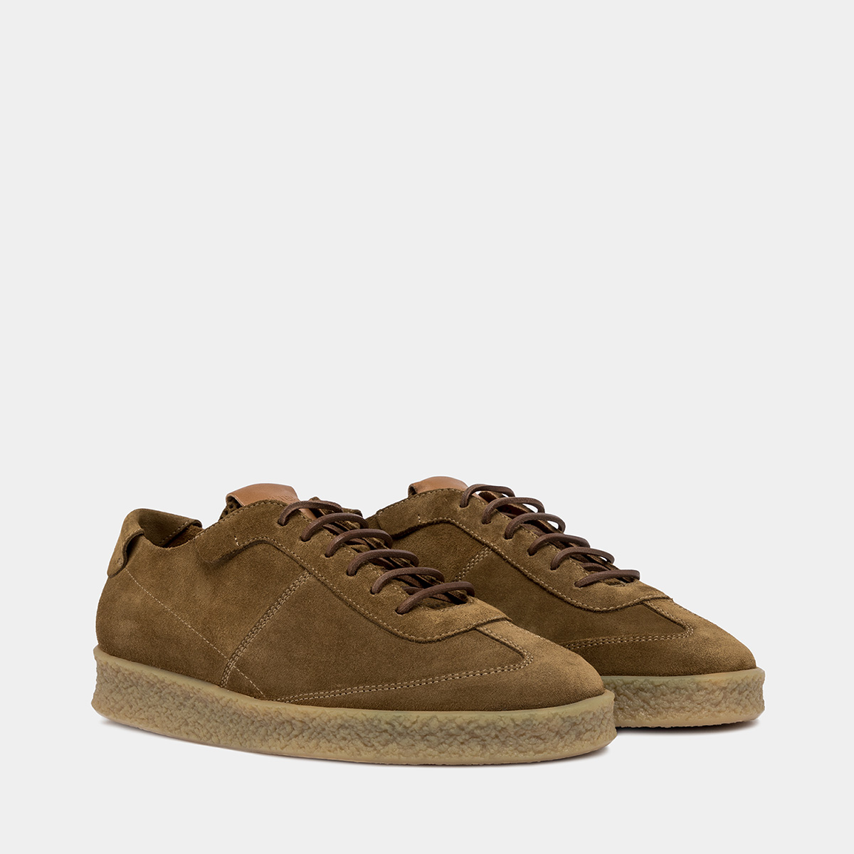 BUTTERO: CRESPO SNEAKERS IN CURRY YELLOW SUEDE
