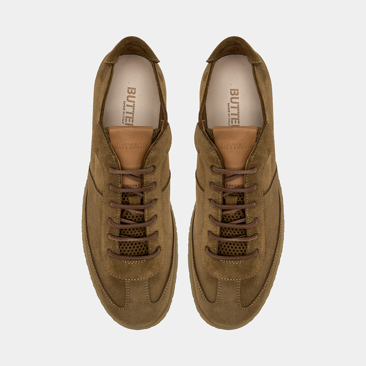 BUTTERO: CRESPO SNEAKERS IN CURRY YELLOW SUEDE